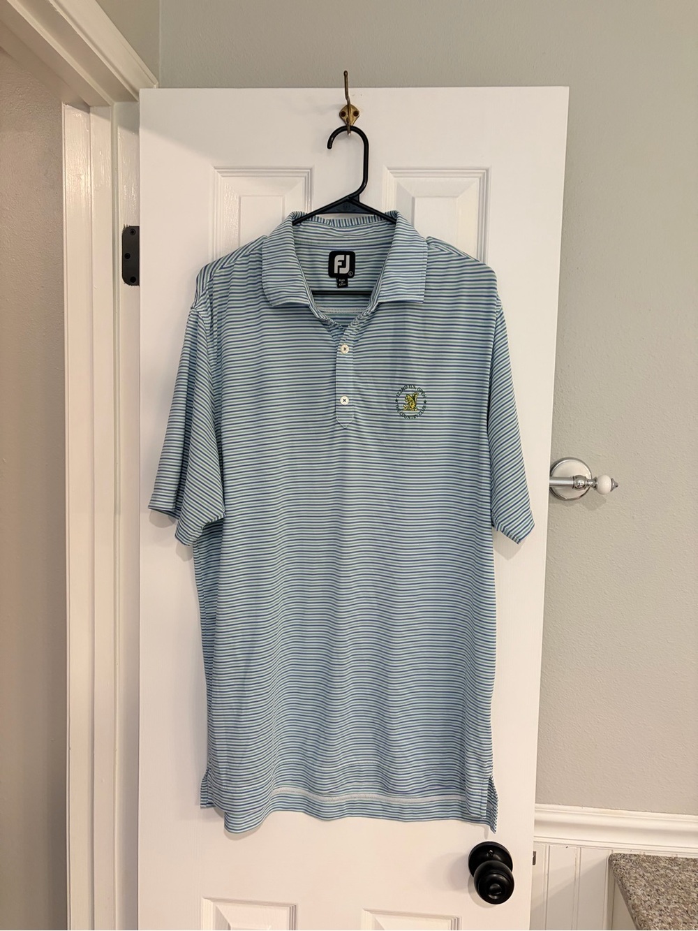 FootJoy 2022 US Open Polo L Blue Mint Stripe The Country Club Golf Shirt